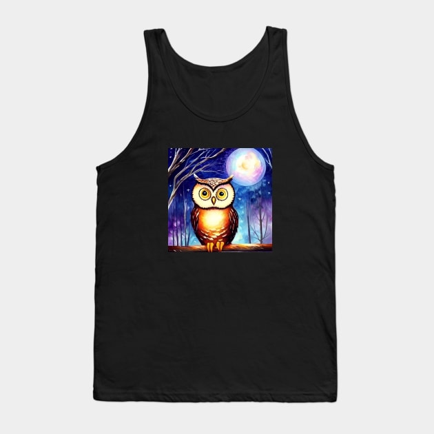 Owl in the Moonlight Tank Top by ArtistsQuest